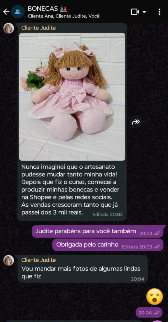 Depoimento de aluna do curso