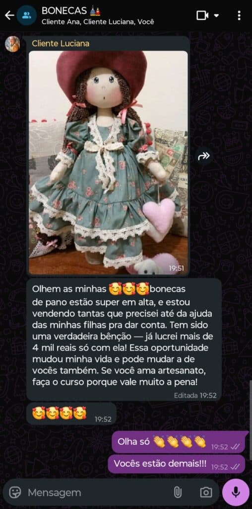 Depoimento de aluna do curso
