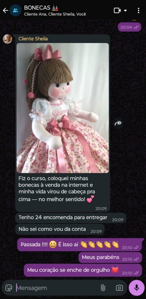 Depoimento de aluna do curso