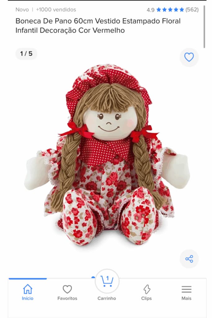Anúncio de boneca de pano vendida